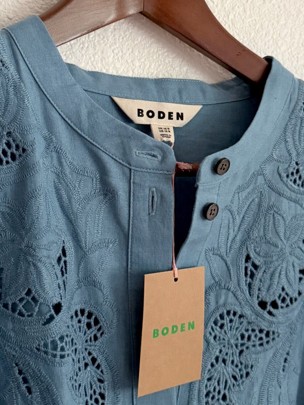 Boden — Mae Linen Blend Shirt Dress — US Size 12 R — Blue Heaven — NWT